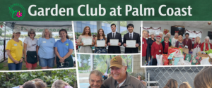 Members of The Garden Club at Palm Coast stand together at a community event, representing one of the city’s oldest civic organizations. The image highlights active volunteers engaged in outreach and public service efforts that support environmental education and beautification initiatives in Palm Coast, Florida.