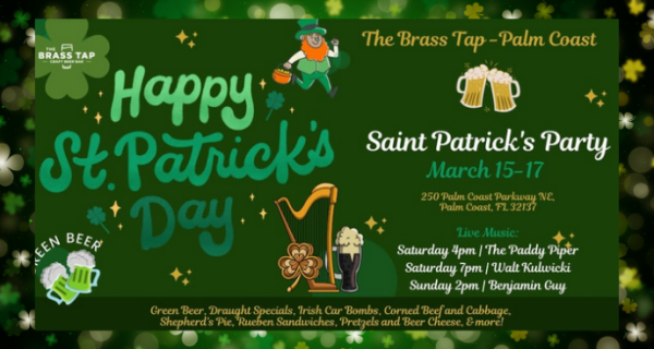 Join us for a three-day celebration filled with Irish cheer, live music, great drinks, and delicious food! It’s our biggest St. Paddy’s party yet, and you won’t want to miss it! | Palm Coast Local Events