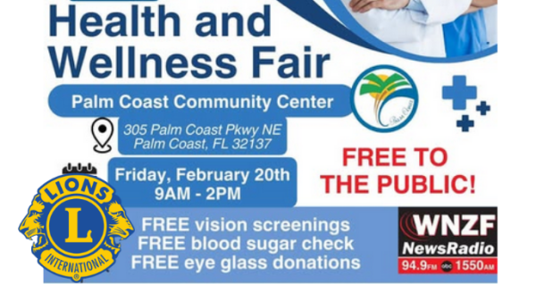 Palm Coast Lions Club Free Blood Sugar & Vision Screening Event at Community Center