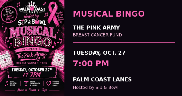 Musical Bingo for The Pink Army Breast Cancer Fund