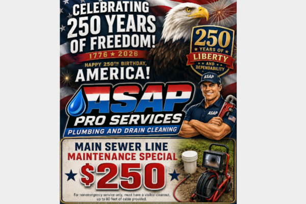 ASAP Pro Plumbing Palm Coast: America 250 Main Sewer Special
